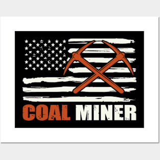 Coal Miner Flag American Patriotic Distressed Gift Posters and Art